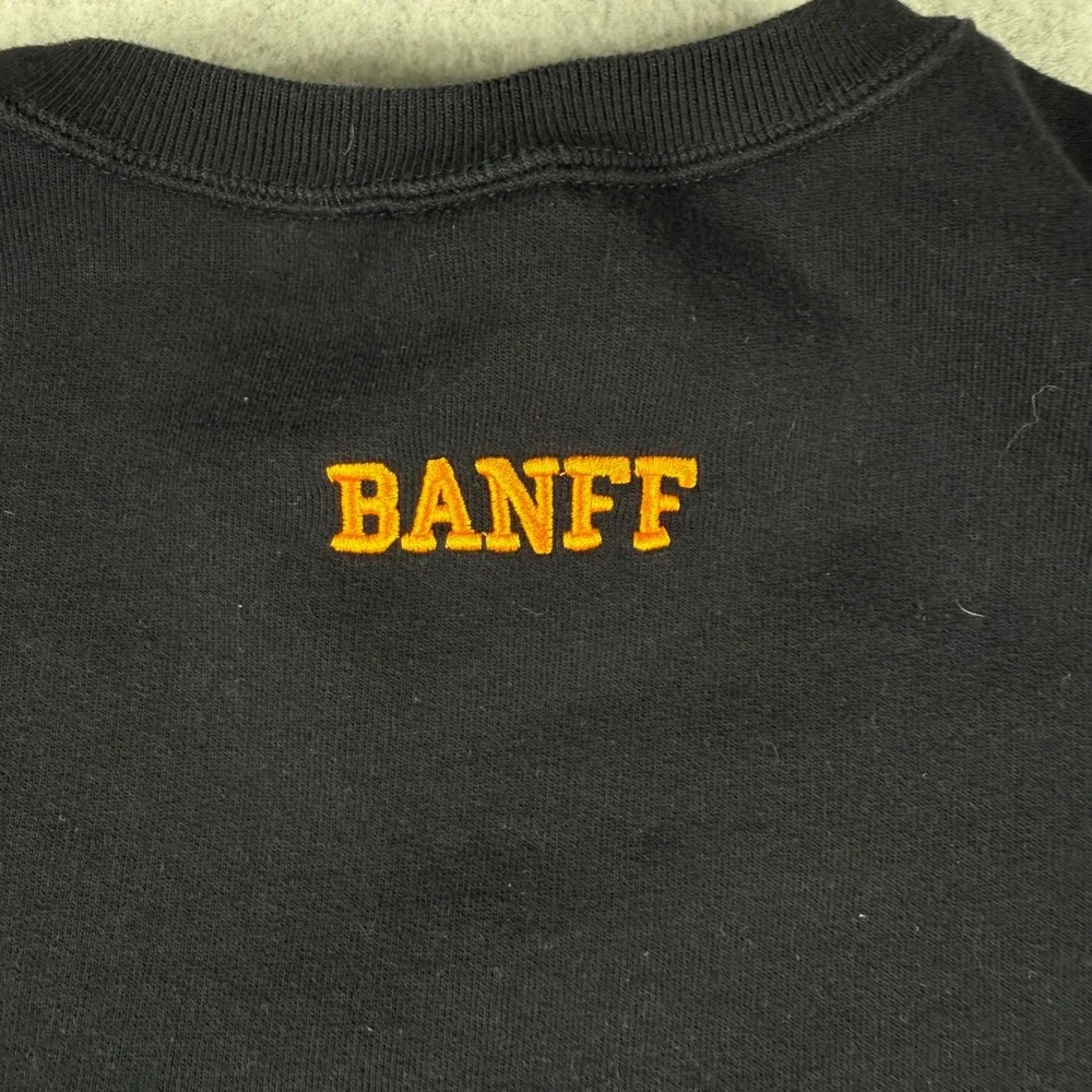 Roots 1973 Crewneck Sweatshirt L Black Gold Varsity Logo Embroidered Y2K 2003